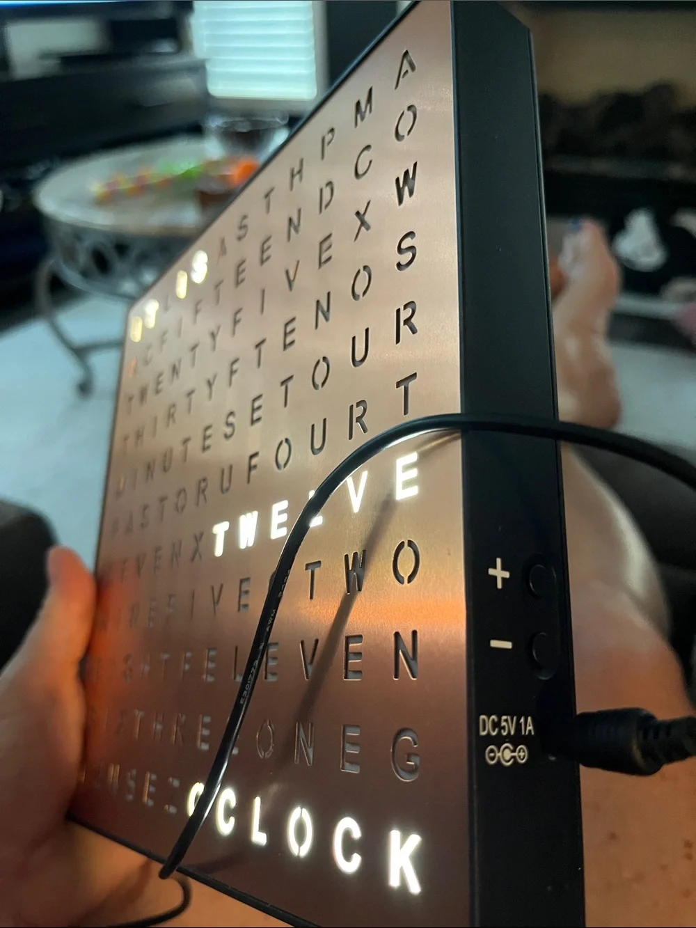 Sharper Image LED Word Clock in Black and White